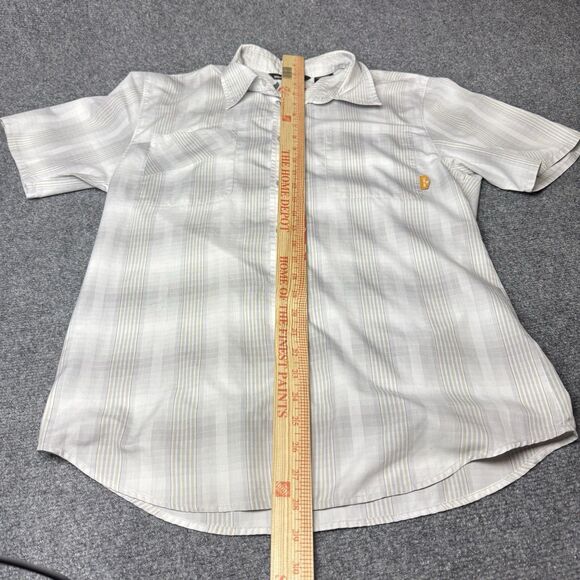 Element Wood & Thread Medium Shirt Button White Gray Plaid Striped Surf Casual - Picture 5 of 6